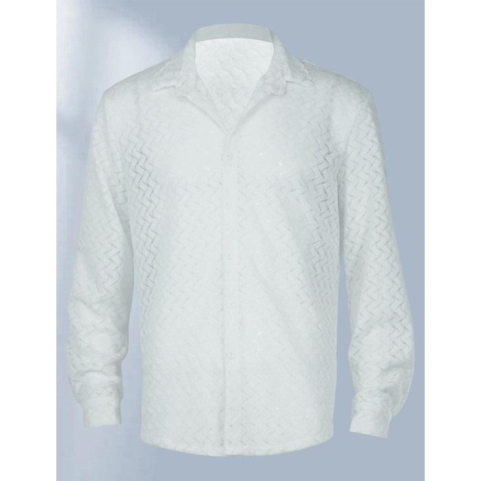 Футболка AIEOE для чоловіків, прозора, мереживна, довгарукава, тонка та дихаюча (L, білий 04)