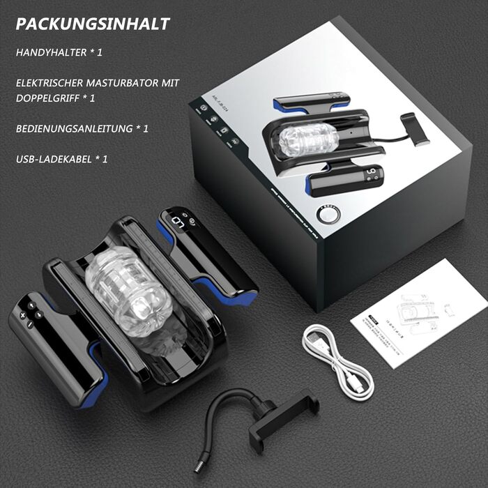 Електричний мастурбатор з телефоном-підставкою, 7 функцій, подвійний хват, для чоловіків