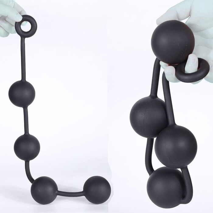 Анальні кулі Guspiun з ланцюгом (4 шт., Ø 60 мм), силікон. Іграшки для анал-сексу, для чоловіків та жінок (золотий)