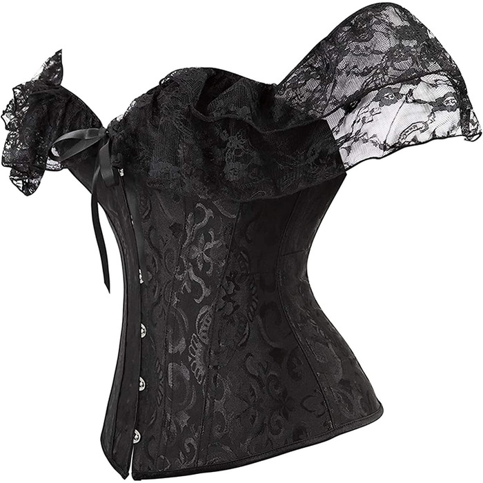 Корсет жіночий Oytto готичний, бюстєль з атласу з корсетом, шнурування, пов'язка на груди, весільний боді, топ, чорний, XX-Large