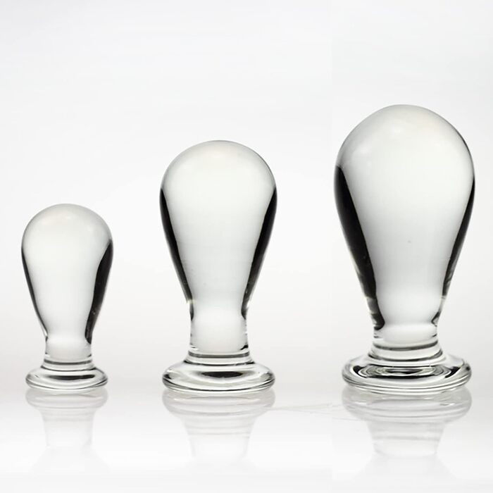 Сет анальних пробок ScreaAss з скла, 3 шт. (4/5/6 см), для жінок та чоловіків, анальні намиста, стимулятор G-точки, прозорий набір