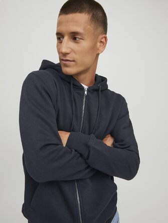 Чоловіча однотонна куртка-худі з капюшоном JACK & JONES, чорна, розмір M