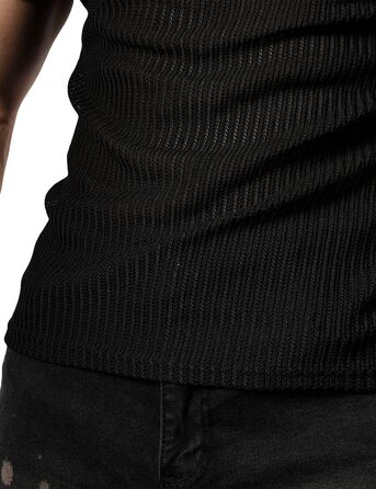 Чоловіча футболка JOGAL з сіткою, облягаюча, короткий рукав, чорна