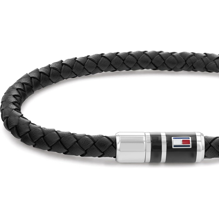 Чоловічий плетений шкіряний браслет Tommy Hilfiger (чорний)
