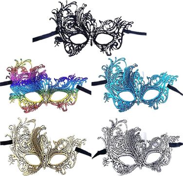 Маска для обличчя WAJJWI 5 шт. - маскарадна маска для жінок, вечірка, косплей, Новий рік, святкова маска для костюма, мереживна маска для клубу