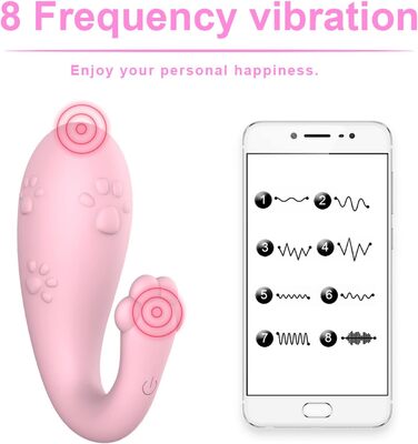 Вібратор для жінок з Bluetooth, пульсація, 8 частот, дистанційне керування, силікон, для пар (рожевий)