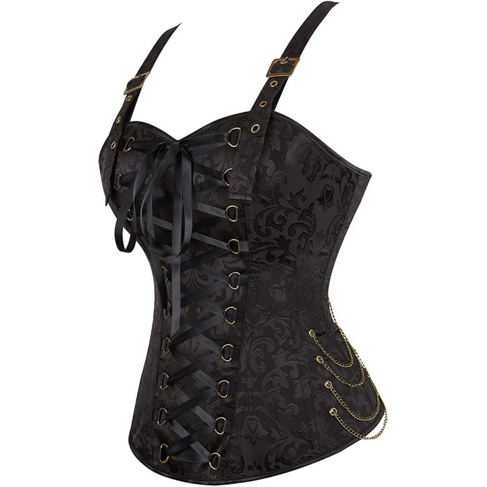 Топ-корсет Grebrafan для жінок: готичний дизайн, чорний колір, розмір 28-30
