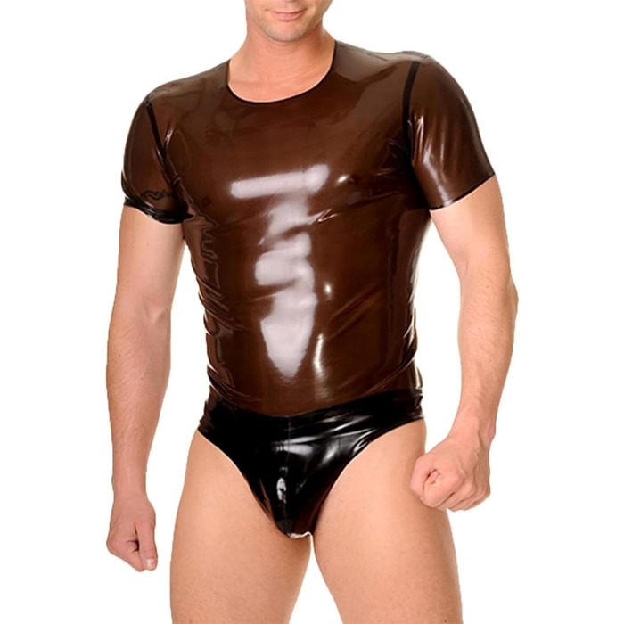 Чоловічі латексні футболки з гуми ODITE, прозорі, коричневі, XL