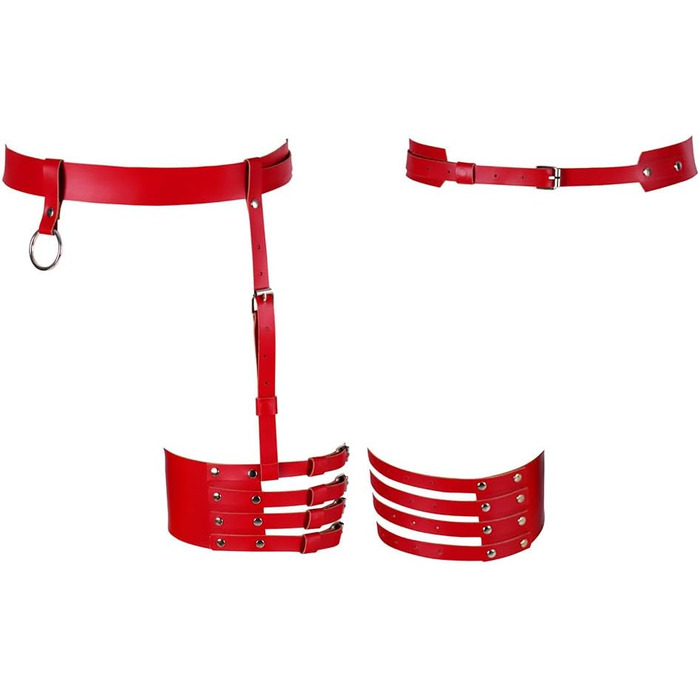 Жіночий шкіряний корсет для ніг, стрінг, пояс для панчіх, регульований, боді, кеш, панчохи, червоний