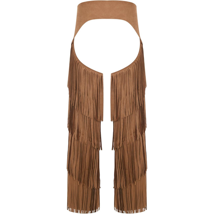 Чоловічі штани ковбойські західного стилю MSemis з бахромою, з регульованим поясом для карнавалу, вечірок та фестивалів, колір коричневий, розмір 3XL