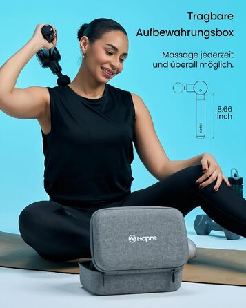 Перкусійний масажер Napre Massage Gun з подовжувачем та 3 кутами нахилу для спини, шиї та плечей, чорний/синій