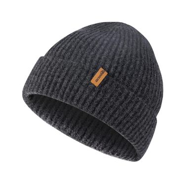 Зимова шапка ACUSHLA oversize з 100% мериносової вовни, унісекс (M-L, чорно-сіра)