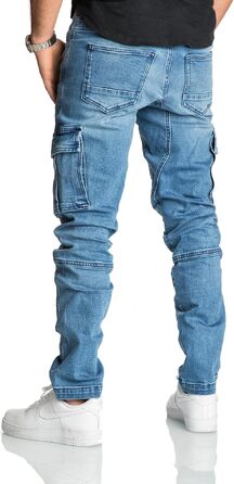 Чоловічі джинси-карго REPUBLIX Regular Slim Denim Destroyed, світло-блакитні (40W / 34L)
