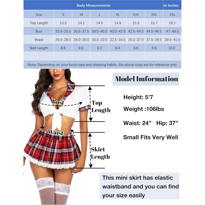 Комплект спідньої білизни Avidlove для рольових ігор: міні-спідниця з фалдами, сексуальний студентський костюм, білий