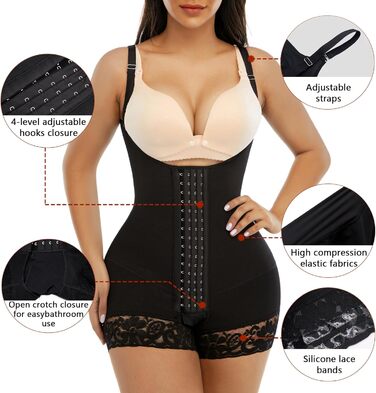 Корсет для схуднення SHAPERX з високою компресією, Body Shaper для жінок, підтягування сідниць, корекція стегон, чорний, XL