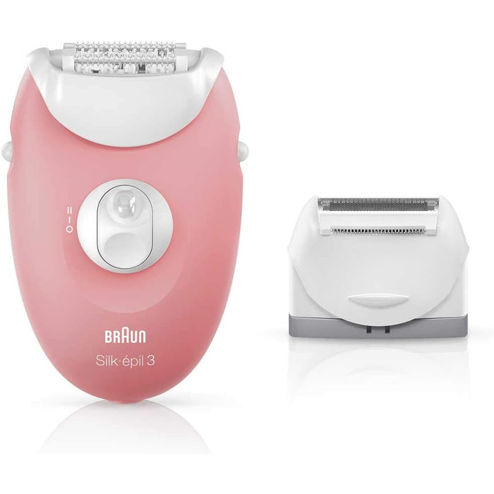Епілятор Braun Silk-épil 3 Beauty-Set 3-440 для жінок, набір для депіляції з тримером, бритвою та масажером, фламінго/білий