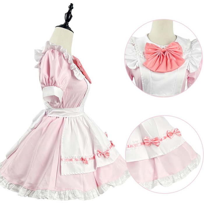 Костюм покоївки FCCAM CCAM: костюм покоївки, костюм служниці, косплей, костюм офіціантки (рожевий, 3XL)