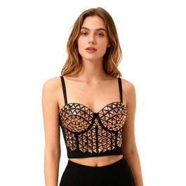 Жіночий топ-корсет Royal Smeela з блискітками, на тонких бретелях, бюстгальтер, золотий колір
