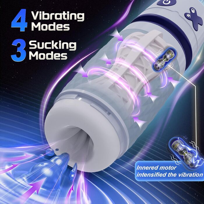 Секс-іграшка для чоловіків Eanatoys Masturbieren: 3 соски, 4 вібратори, реалістична вагіна, імітація оргазму, сірий колір