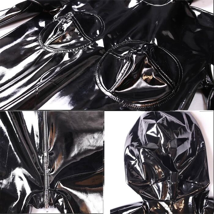 Латексний комбінезон для жінок: чорний, сексуальний, на блискавці, для клубів та сцен, XL