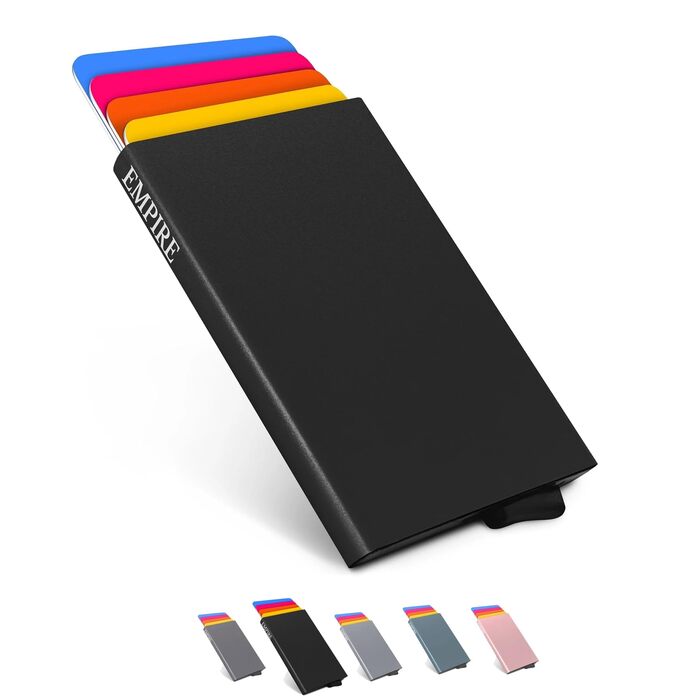 Чоловічий картхолдер Empire Jet Black — тонкий мінімалістичний гаманець з RFID/NFC захистом для кредитних карток