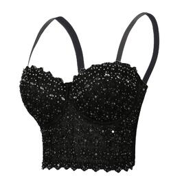 Жіночий корсетний бюстгальтер-топ Bustier чорного кольору, розмір M — сексуальна білизна та одяг для клубів