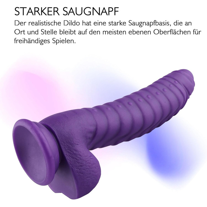 Реалістичний дилда для жінок 22 см, MOCOYA з сильним присоском, іграшки для дорослих, дилда для вагінального та анального використання (чорний, фіолетовий)