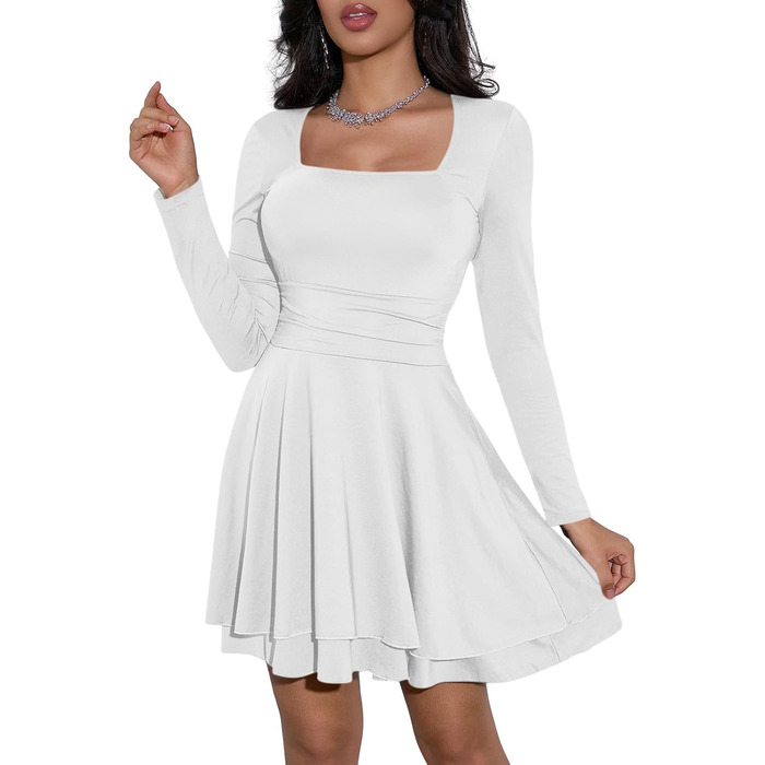 Cicy Bell: міні-сукня з квадратним вирізом та воланами, біла, XL