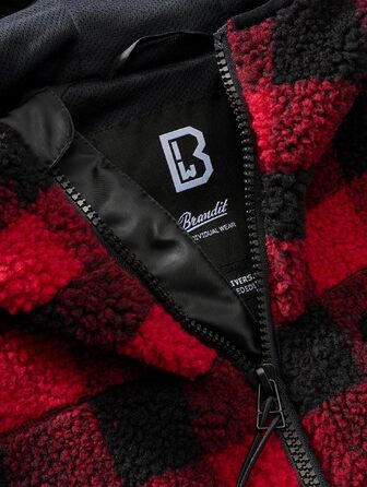 Чоловіча робоча куртка Brandit Teddyfleece Worker Jacket, теплий фліс, червоно-чорна, розмір 3XL