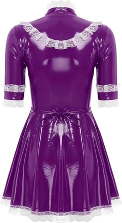 Костюм служниці FEESHOW з вологого блиску, комплект спідниці та фартуха, фіолетовий (3XL), для карнавалу та тематичних вечірок