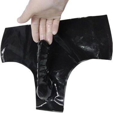 Латексні труси ALMYMM для чоловіків з захистом для статевого члена, облягаючі, екзотичні шорти, BDSM спідня білизна, фетиш, косплей, чорний, універсальний розмір XL