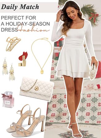 Біле міні-плаття з довгим рукавом, облягаюче, з рюшами, квадратний виріз, для вечірок та клубів