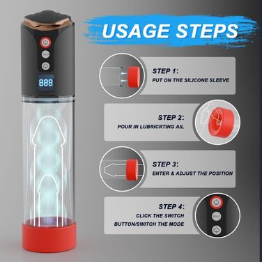 Електрична помпу для пеніса Seckoe, іграшка для чоловіків, автоматичне збільшення пеніса, 8 рівнів вакууму, перезаряджувана, повітряний насос-екстендер