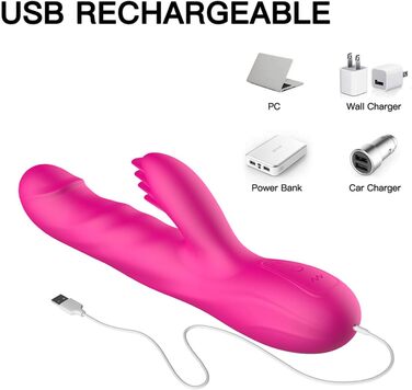 Силіконовий вібратор-дилда для жінок з 3 телескопічними функціями, 10 режимів вібрації, ротаційні функції, червоний колір