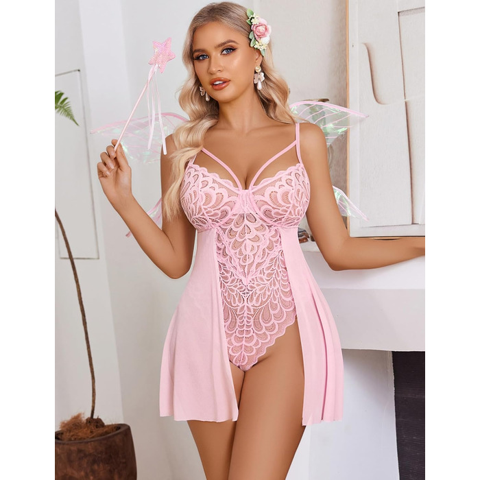 Avidlove Корсет-боді з мереживом для жінок, рожевий XXL - елегантна спідня білизна, рожевий колір, babydoll, curvy, преміум якість