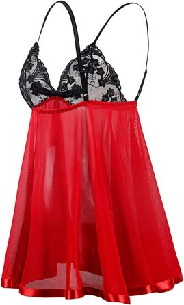 Сексуальна спідня білизна для жінок: мереживний комплект Babydoll з лаку, великі розміри (3XL), спідня сорочка Negligee