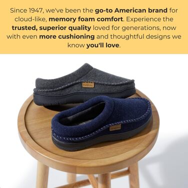 Чоловічі домашні капці Dearfoams Thompson Clog з ефектом пам'яті (Memory Foam), сіра вовна, розмір 42/43 EU