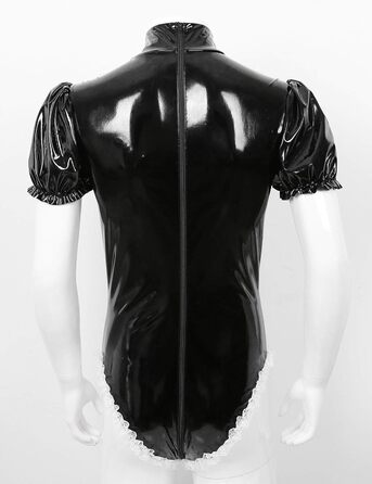 Костюм для косплею DINGGUANGHE-CUP для чоловіків: латексний боді з мереживом, чорний, розмір L