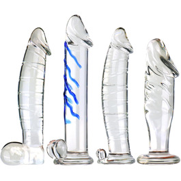 Анальні дільдо з скла, набір 4 шт. для стимуляції G-точки та ануса, дорослі іграшки для жінок та чоловіків