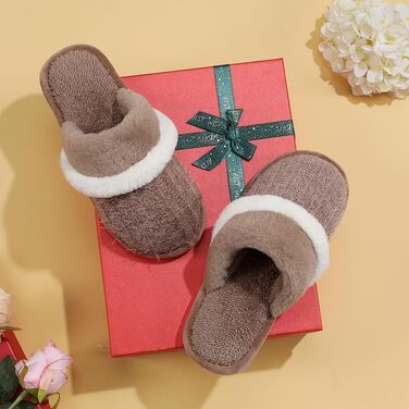 Зимові домашні капці GOEWY для жінок та чоловіків з ефектом пам'яті (Memory Foam), теплі та протиковзкі тапочки-шлепанці, коричневі, розмір 38/39 EU