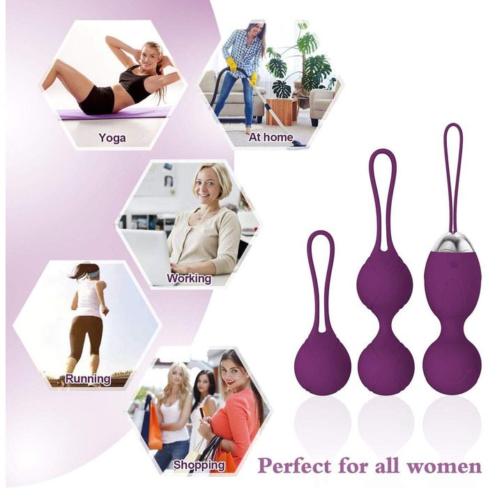 Тренувальні кулі для вагіни (кільця Кегеля) з медичного силікону для контролю сечовипускання та зміцнення м'язів тазу, фіолетові