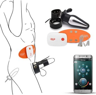 Електростимулятор для дорослих ZTHBYSB SM Folter – комплект з анальним плугом, кільцем для пеніса та пультом дистанційного керування