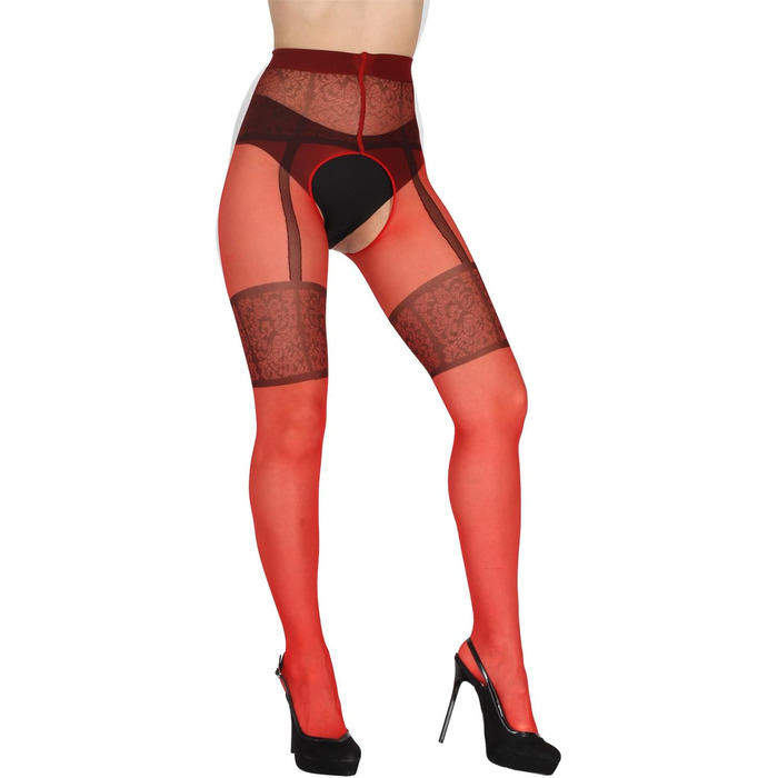 Шкарпетки BANANALU з візерунком, відкритий крок, 20 Den (M, Червоний)