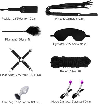 Набір для БДСМ-фетишу: мотузки, наручники, іграшки для дорослих, чорний колір