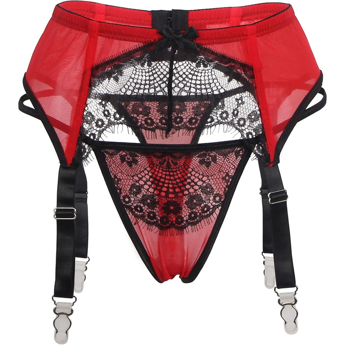 Жіночий поясок-стрічка з мережива, великий розмір, сексуальний поясок для стегон, з 4 вінтажними ремінцями, кліпсами, червоний/Подорож, однотонний (Getaway Solids) 14