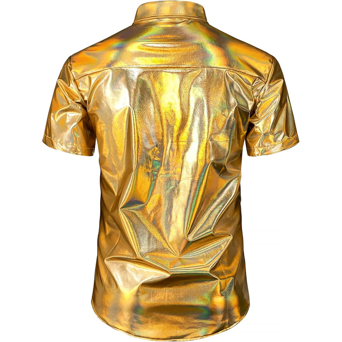 Чоловічий блискучий бронзовий костюм для вечірок JOGAL (золотий блиск, розмір S)