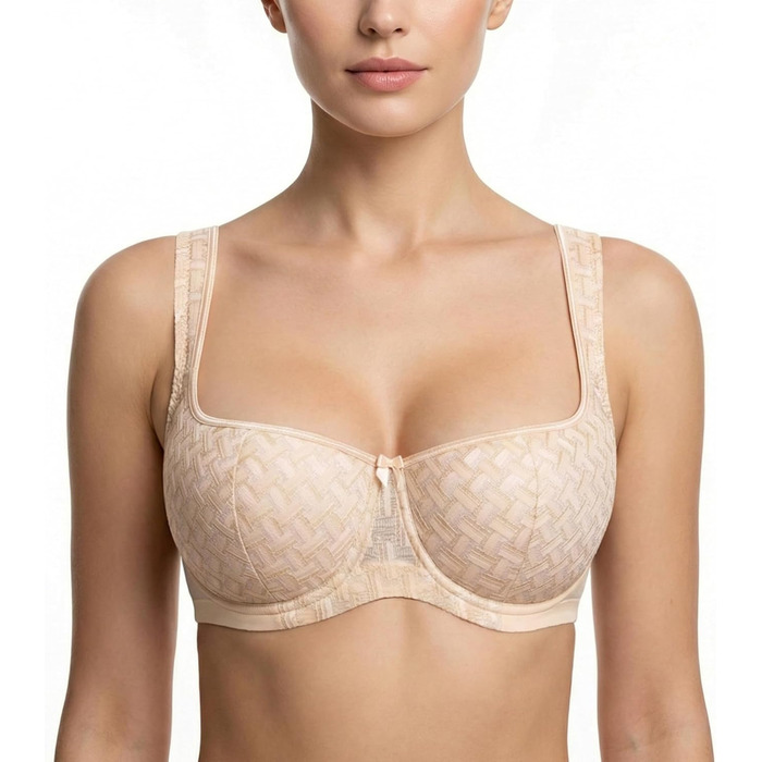Дизайнерський бюстгальтер Lemorosy для дирндля з кісточками, balconette, чашечками-півкругом, широкі бретелі, м'який та приємний на дотик, хороша підтримка (80B, темно-бежевий)