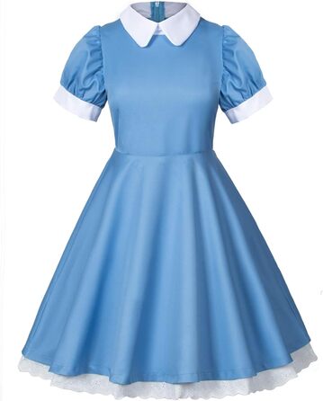 Костюм для косплею в стилі аніме Lolita, французька служниця, 6 предметів: спідниця, рукавички, головний убір, шкарпетки, XXL, блакитний