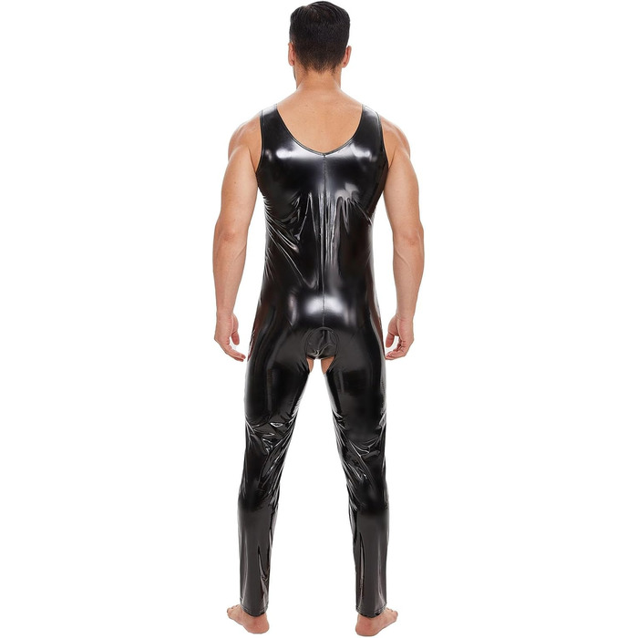 Чоловічий латексний комбінезон з відкритим промером SDGHH-8MMDM, 5XL, чорний