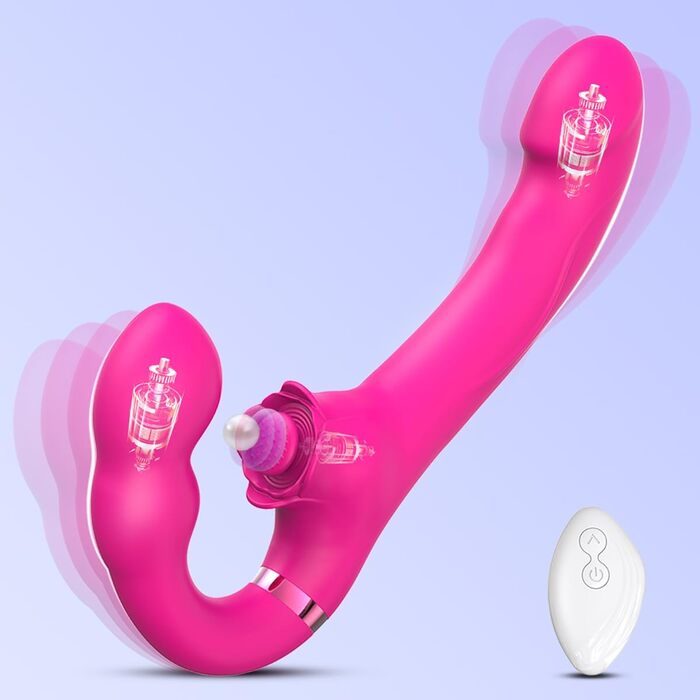 Вібратор JFRong 3-в-1: реалістичний дildo, анавібратор та стимулятор G-точки. 10 режимів, з пультом ДУ. Інтимні іграшки для жінок (фіолетовий/рожевий)